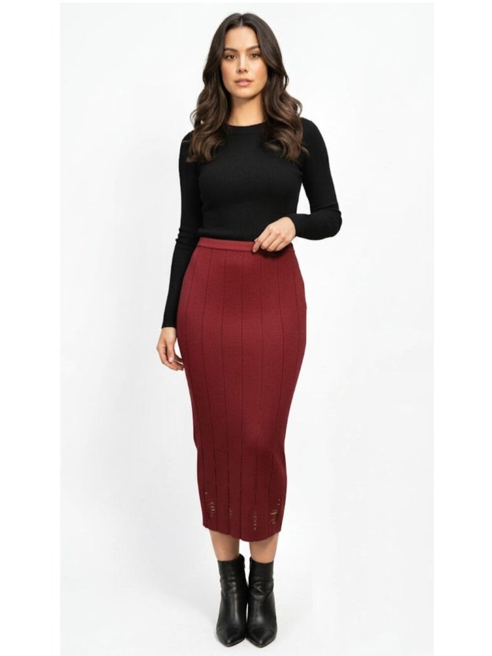 Cushnie Et Ochs Knit Pencil Skirt, Red, Womens Size Small